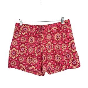 Against The Elements Pink Medallion Board Shorts Womens 12 Lace Up Cargo Pocket